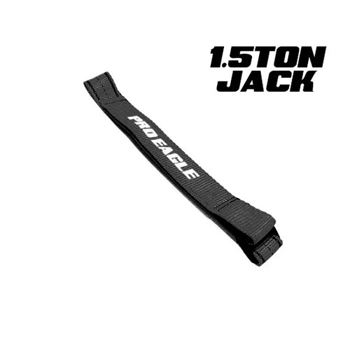 Black 27-inch anti-rattle strap labeled 'Pro Eagle' for 1.5 ton jack.