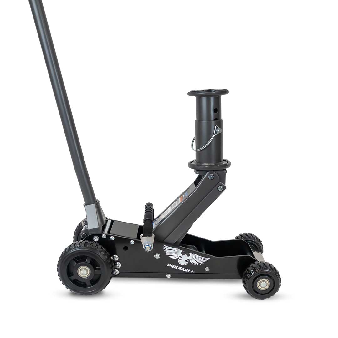 Black 1.5 Ton Big Wheel Off Road Jack labeled "Talon" with large wheels and extended handle.