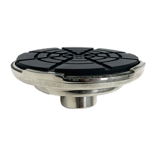 Round 4-inch top for Phoenix Co2 Air Jack featuring a black and silver design with geometric patterns.